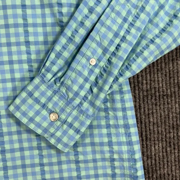 Vineyard Vines Mens Harbor Shirt Small Blue Green Check Long Sleeve Button Down - Picture 5 of 14